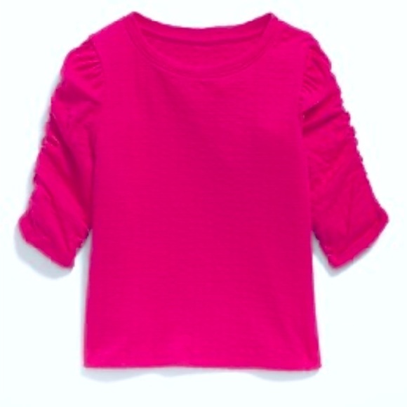 Ruched Puff-Sleeve Textured-Knit Top for Girls  Old Navy Size L - Picture 6 of 7